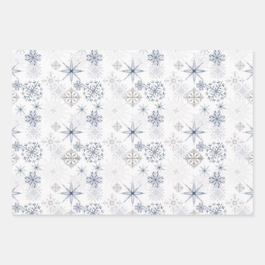 Schneeflocken-Vogelschneegewächse, graublau Geschenkpapier Set (Vorderseite 3)