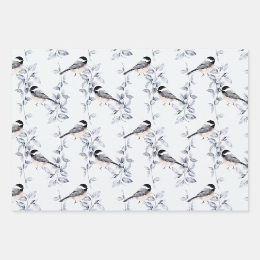 Schneeflocken-Vogelschneegewächse, graublau Geschenkpapier Set (Vorderseite 2)