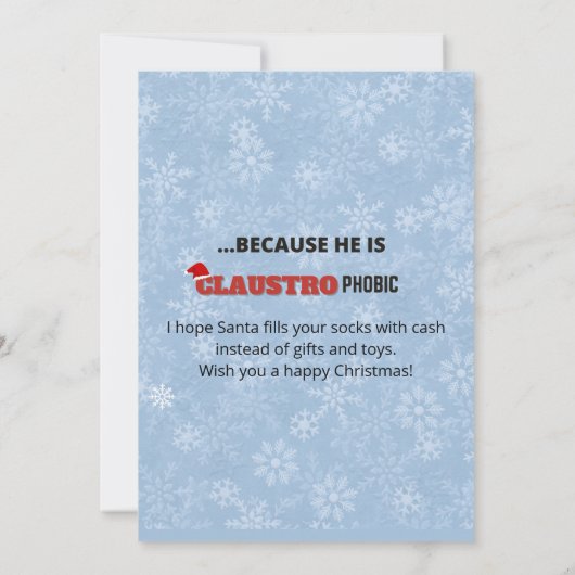 Schneeflocken vom Weihnachtsmann witziger Witz (Rückseite)