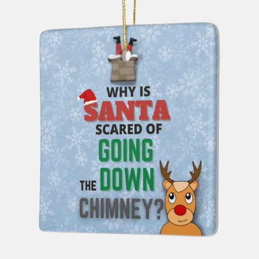 Schneeflocken vom Weihnachtsmann witziger Witz Keramikornament (Links)