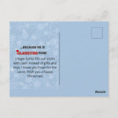 Schneeflocken vom Weihnachtsmann witziger Witz Postkarte (Rückseite)