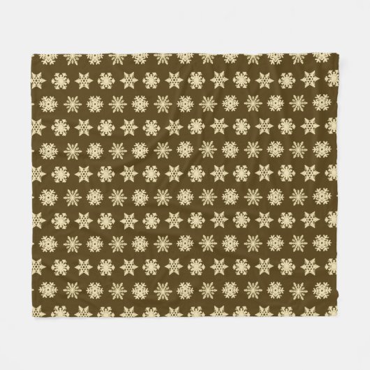 Schneeflocken von Ikat - Beige und Schokolade Brow Fleecedecke (Vorderseite (Horizontal))