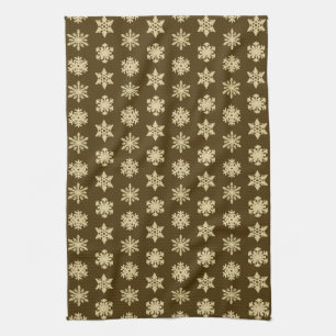 Schneeflocken von Ikat - Beige und Schokolade Brow Geschirrtuch