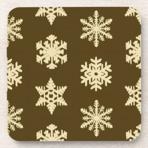 Schneeflocken von Ikat - Beige und Schokolade Brow Getränkeuntersetzer