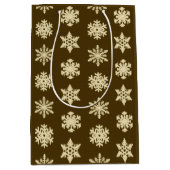 Schneeflocken von Ikat - Beige und Schokolade Brow Mittlere Geschenktüte (Vorderseite)