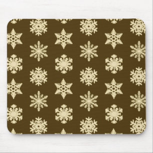 Schneeflocken von Ikat - Beige und Schokolade Brow Mousepad