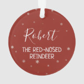 Schneeflocken von Rentieren mit Weihnachten und Ro Ornament (Rückseite)