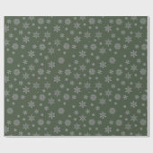 Schneeflocken Weihnachten Dunkles Grünes Papier Geschenkpapier (Flach)