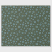 Schneeflocken Weihnachten Dunkles Grünes Papier Geschenkpapier (Flach)
