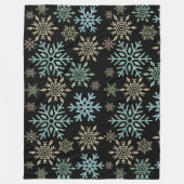 Schneeflocken Weihnachten Grün Gold Fleecedecke (Vorderseite)