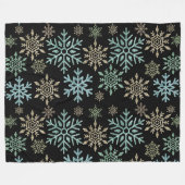 Schneeflocken Weihnachten Grün Gold Fleecedecke (Vorderseite (Horizontal))