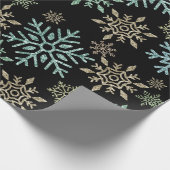 Schneeflocken Weihnachten Grün Gold Geschenkpapier (Ecke)