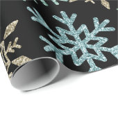 Schneeflocken Weihnachten Grün Gold Geschenkpapier (Rolleneckpunkt)