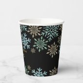 Schneeflocken Weihnachten Grün Gold Pappbecher (Links)