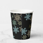 Schneeflocken Weihnachten Grün Gold Pappbecher (Rechts)