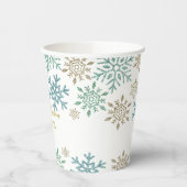 Schneeflocken Weihnachten Grün Gold Pappbecher (Links)