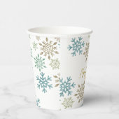 Schneeflocken Weihnachten Grün Gold Pappbecher (Rechts)