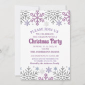 Schneeflocken Weihnachten Lila Silber Einladung (Vorderseite)
