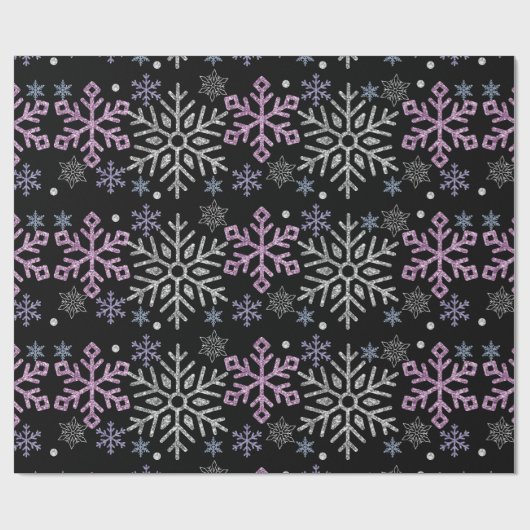 Schneeflocken Weihnachten Lila Silber Geschenkpapier (Flach)