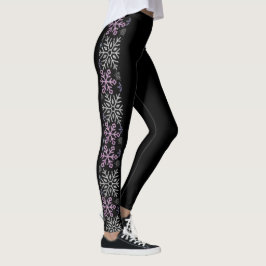 Schneeflocken Weihnachten Lila Silber Leggings