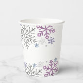 Schneeflocken Weihnachten Lila Silber Pappbecher (Rückseite)