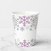 Schneeflocken Weihnachten Lila Silber Pappbecher (Links)