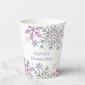 Schneeflocken Weihnachten Lila Silber Pappbecher (Vorderseite)
