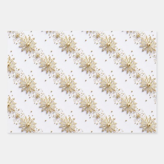 Schneeflocken Weihnachten nahtloses Muster weißes Geschenkpapier Set (Vorderseite 2)