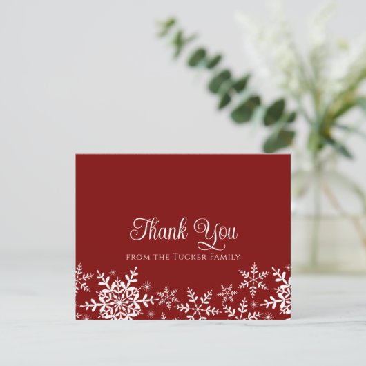 Schneeflocken Weihnachten oder Winter Danke Karte (Stehend Vorderseite)