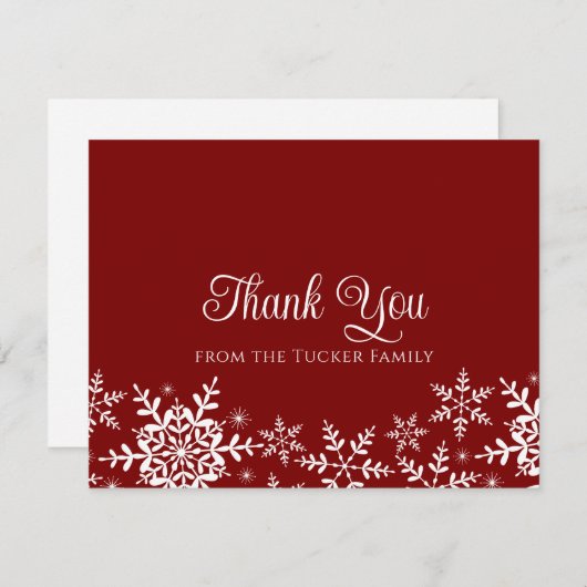 Schneeflocken Weihnachten oder Winter Danke Karte (Vorne/Hinten)