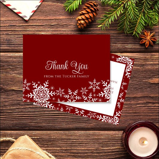 Schneeflocken Weihnachten oder Winter Rot Danke Ka