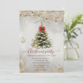 Schneeflocken, Weihnachten Pine Tree Lights Compan Einladung (Stehend Vorderseite)