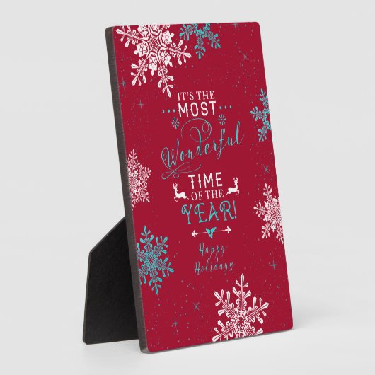 Schneeflocken Weihnachten Rot Türkis Wunderbare Ze Fotoplatte (Seite)