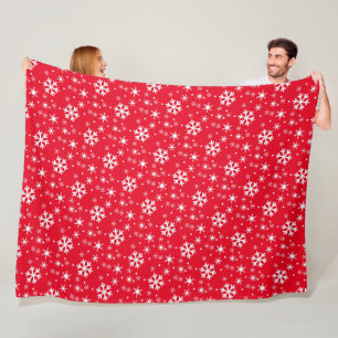 Schneeflocken Weihnachten rote Fleece-Decke Fleecedecke
