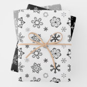 Schneeflocken Weihnachten [Schwarz-weiß Grau] Wrap Geschenkpapier Set (Beispiel)