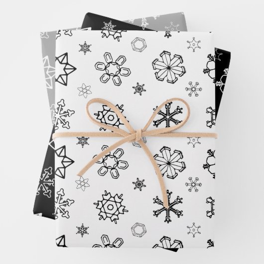 Schneeflocken Weihnachten [Schwarz-weiß Grau] Wrap Geschenkpapier Set (Beispiel)