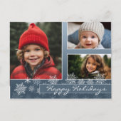 Schneeflocken Weihnachts-Foto - Blaue Schneeflocke Feiertagspostkarte (Vorderseite)