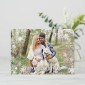 Schneeflocken Weihnachts-Foto Feiertagskarte (Stehend Vorderseite)