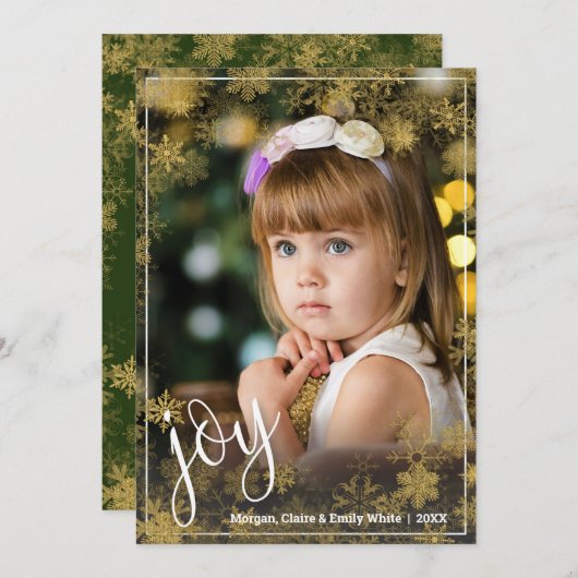 Schneeflocken Weihnachts-Foto Feiertagskarte (Vorne/Hinten)