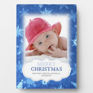 Schneeflocken Weihnachts-Foto Plaque Fotoplatte