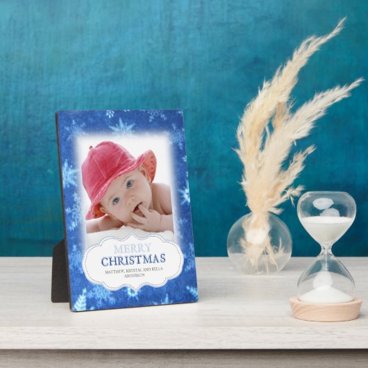 Schneeflocken Weihnachts-Foto Plaque Fotoplatte (Seite)