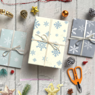 Schneeflocken Weihnachts-Set von 3 Geschenkpapier Set