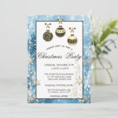 Schneeflocken, Weihnachtsbälle Unternehmen Party Einladung (Stehend Vorderseite)