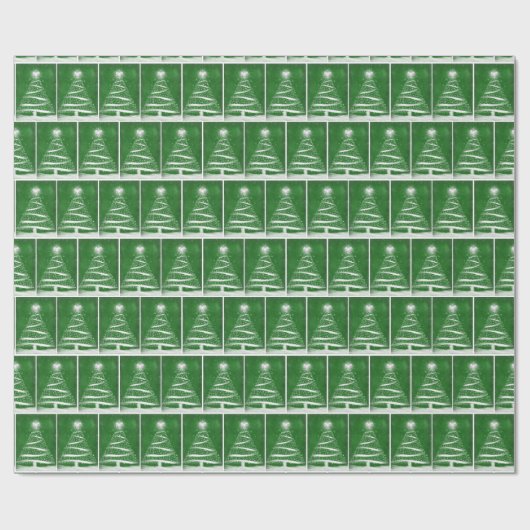 Schneeflocken Weihnachtsbaum auf Green Geschenkpapier (Flach)
