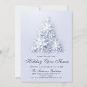 Schneeflocken Weihnachtsbaum Ferienhaus Einladung (Vorderseite)