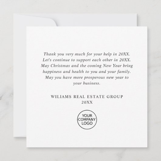 Schneeflocken Weihnachtsbaum Firmenfeiertag Dankeskarte (Rückseite)