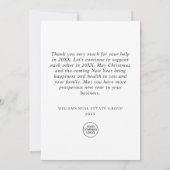 Schneeflocken Weihnachtsbaum Firmenfeiertag Dankeskarte (Rückseite)