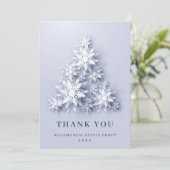 Schneeflocken Weihnachtsbaum Firmenfeiertag Dankeskarte (Stehend Vorderseite)