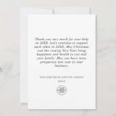 Schneeflocken Weihnachtsbaum Firmenfeiertag Dankeskarte (Rückseite)