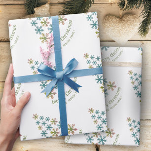 Schneeflocken-Weihnachtsbaum Minimalistischer Feie Geschenkpapier